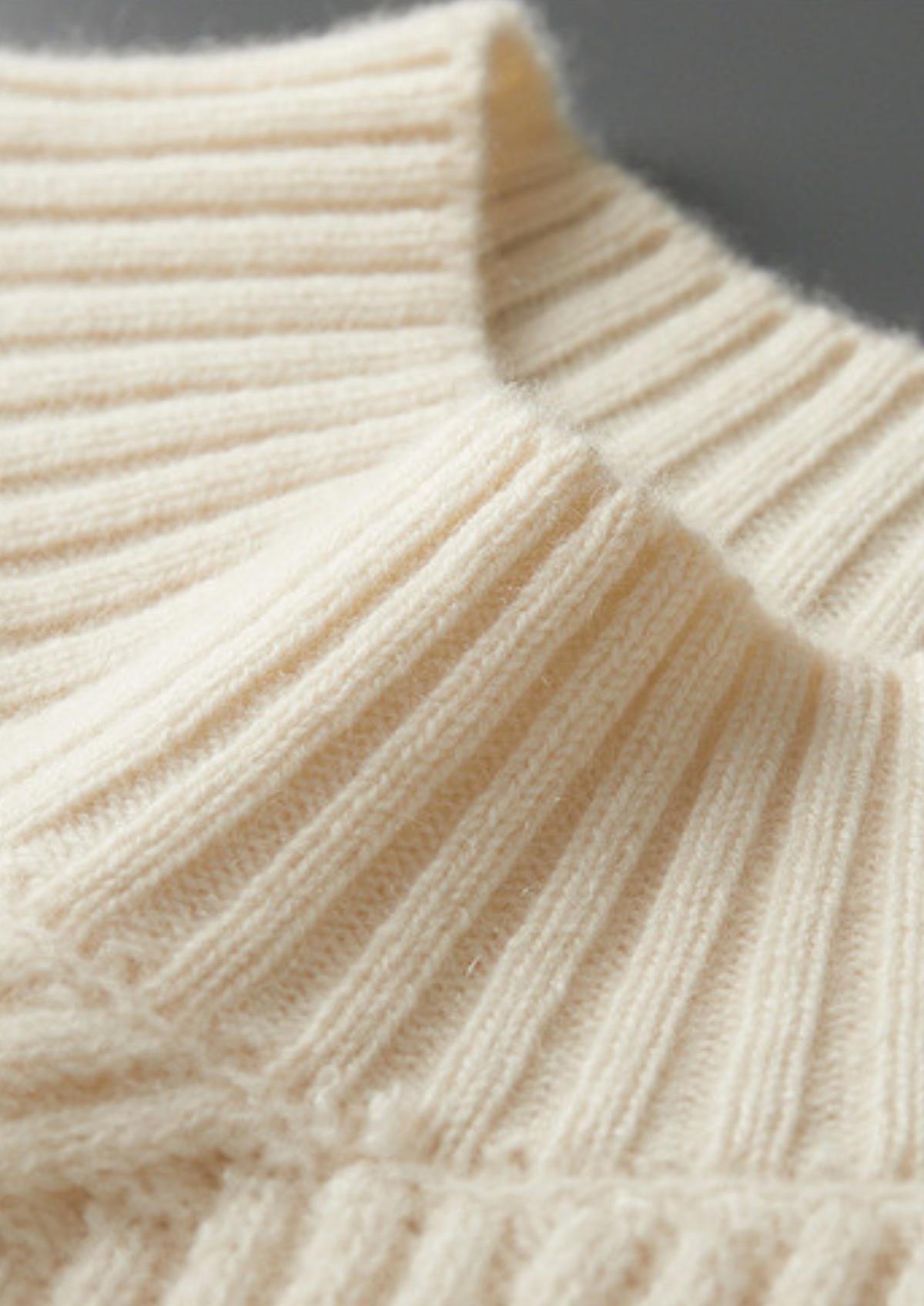 Pure Cashmere Ivory Patterned Mockneck, view 5