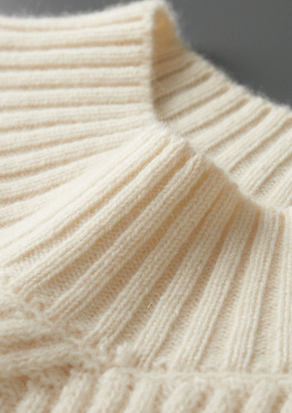 Pure Cashmere Ivory Patterned Mockneck, view 5