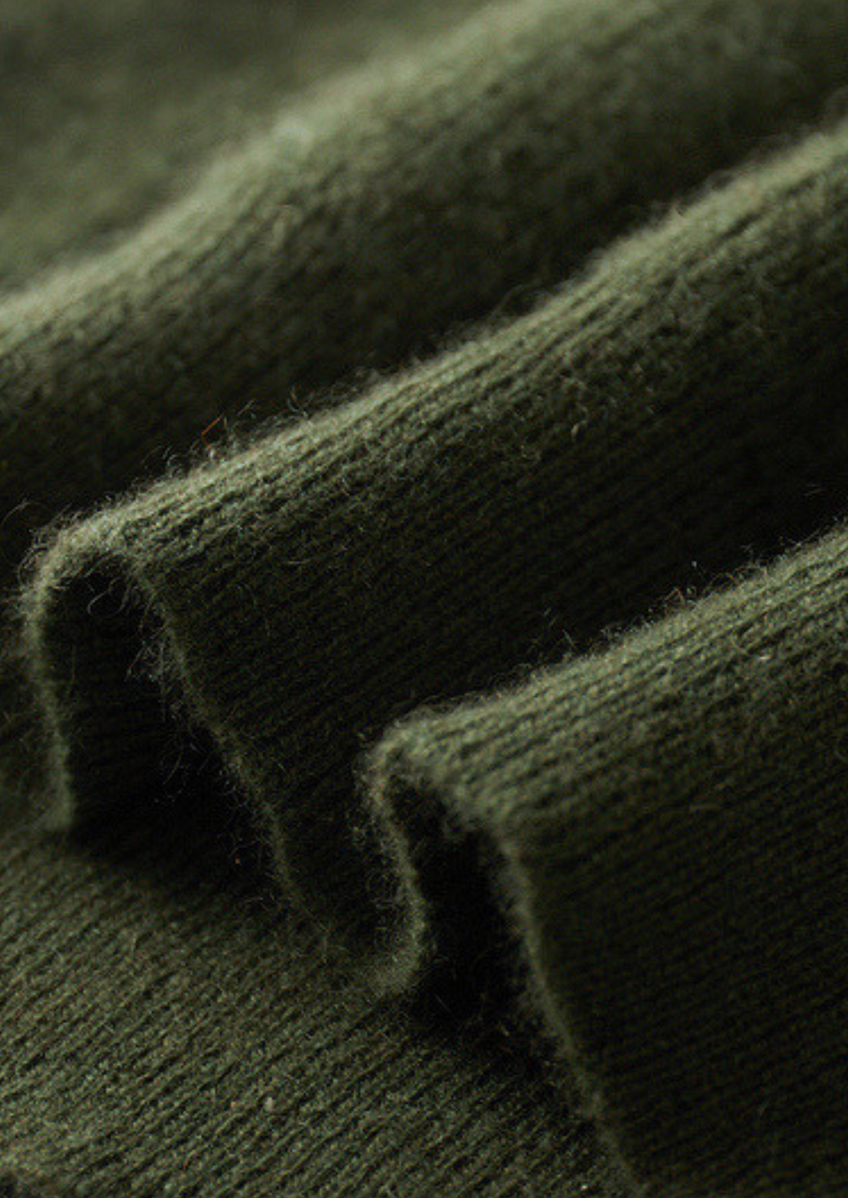Pure Cashmere Olive Ribbed Half Zip, view 5