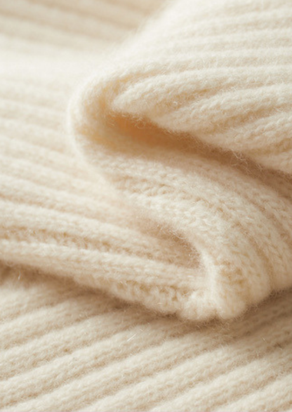 Pure Cashmere Ivory Patterned Mockneck, view 6