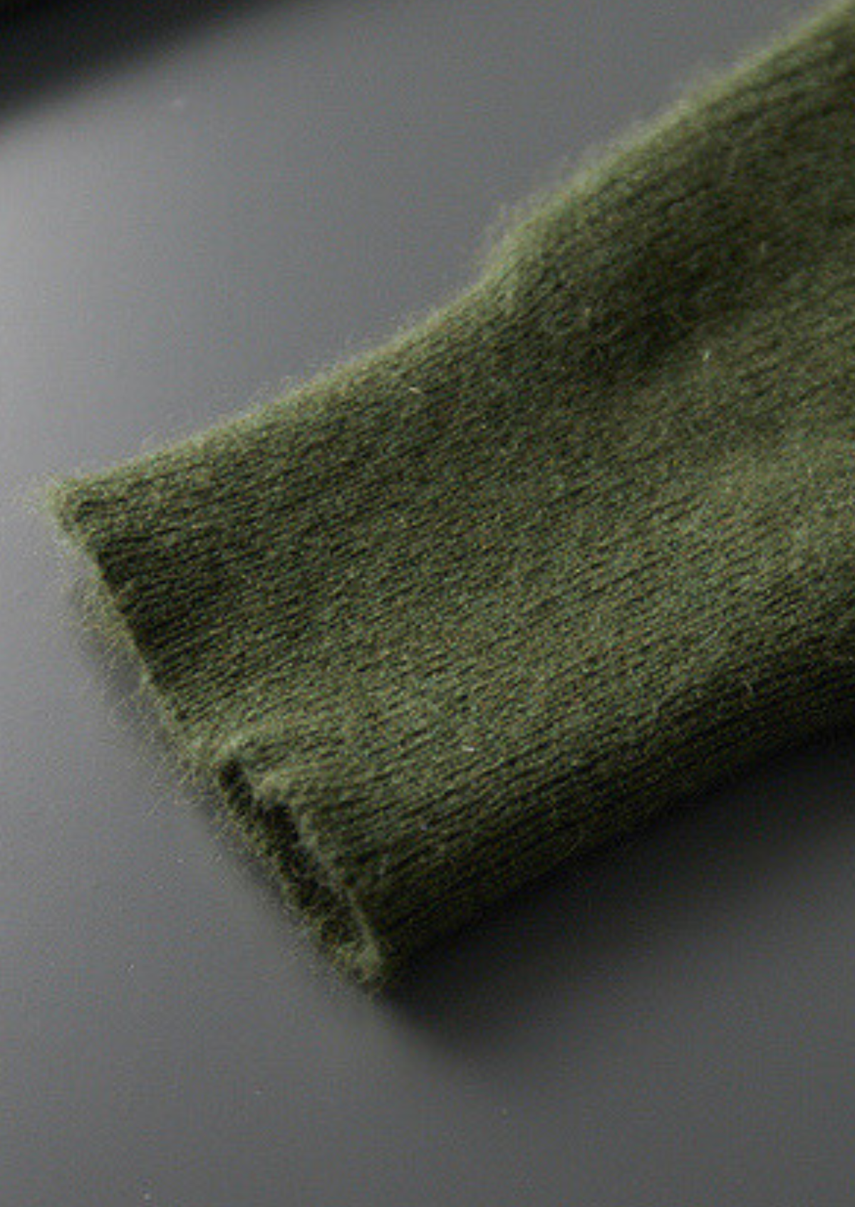 Pure Cashmere Olive Ribbed Half Zip, view 6