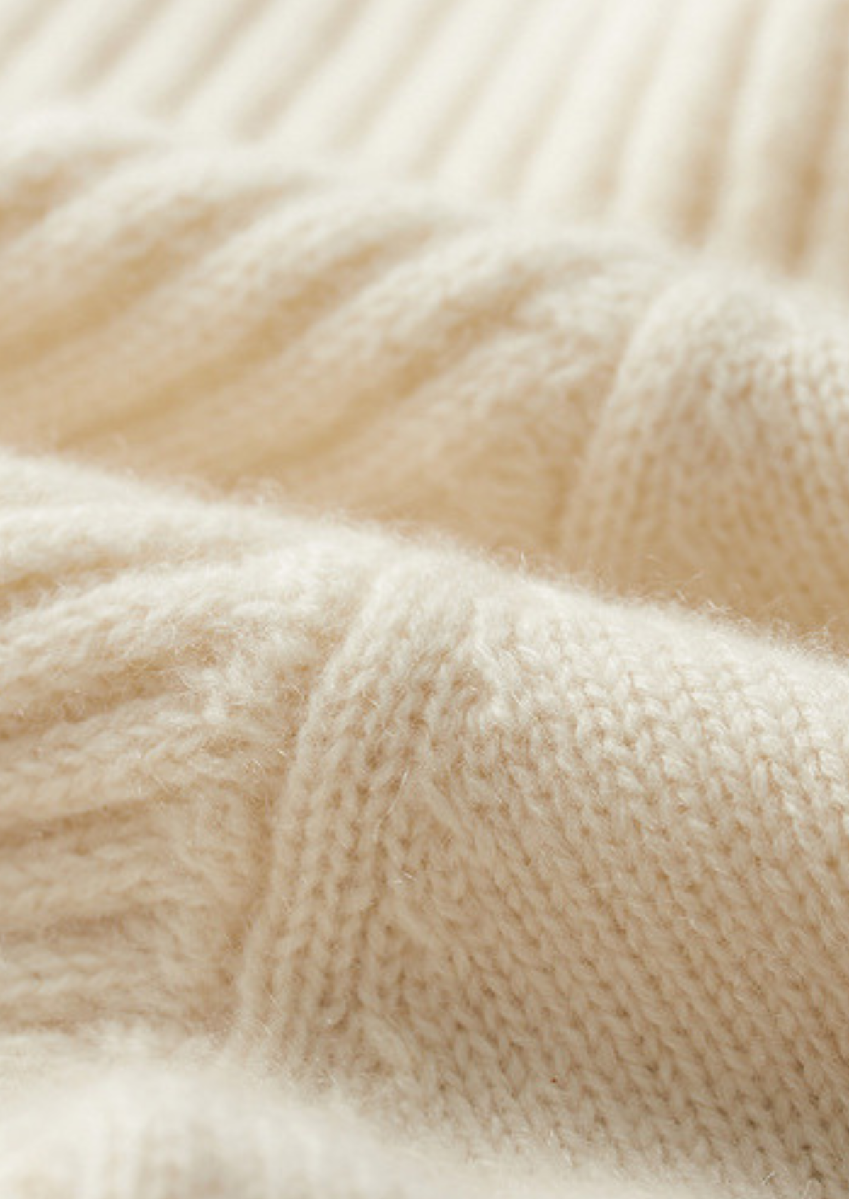 Pure Cashmere Ivory Patterned Mockneck, view 8