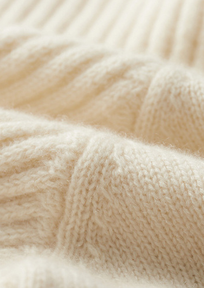 Pure Cashmere Ivory Patterned Mockneck, view 8