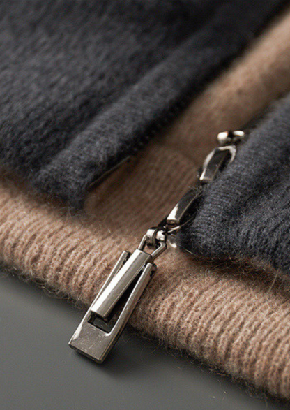 Pure Cashmere Dark Gray Dual Zip Cardigan, view 6