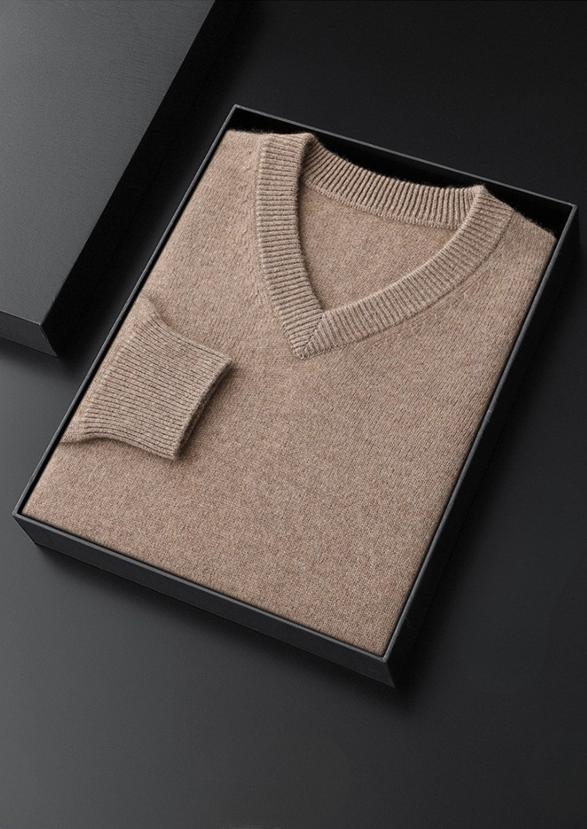 Pure Cashmere Essential V-Neck Sweater, view 3