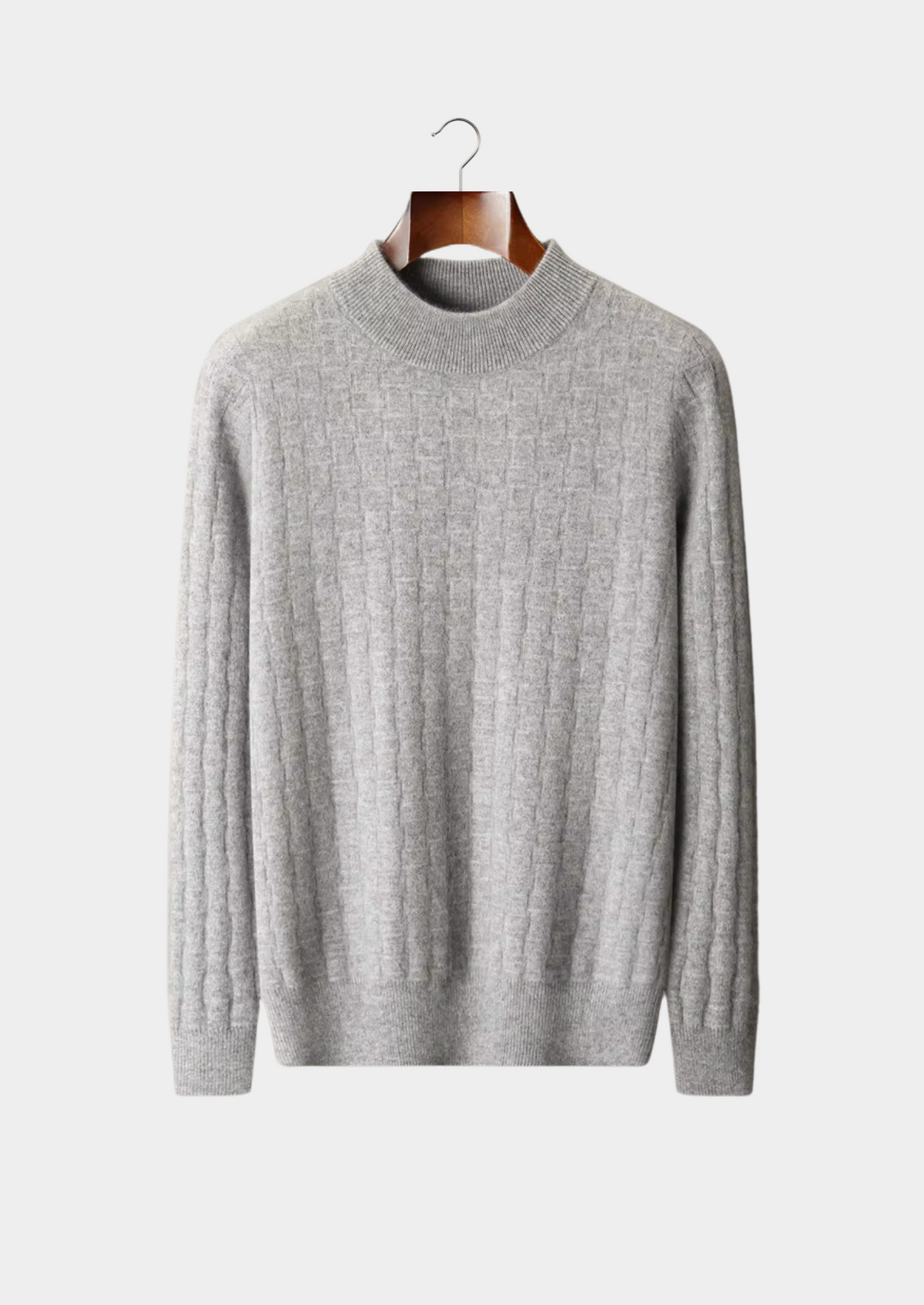 Pure Extra-Fine Merino Wool Textured Mockneck, view 1