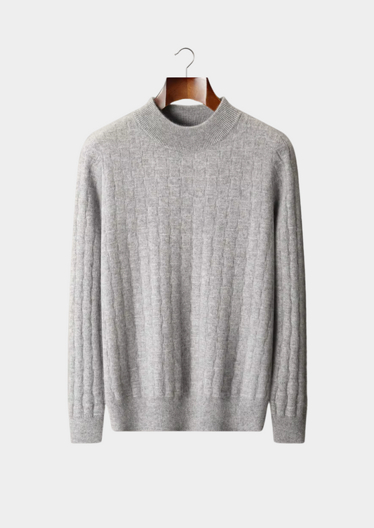Pure Extra-Fine Merino Wool Textured Mockneck, view 1