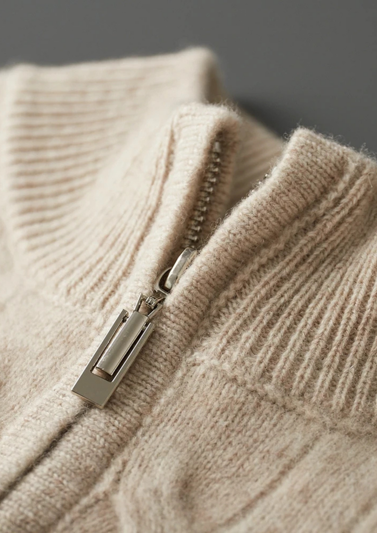 Pure Extra-Fine Merino Wool Cable Half Zip, view 5