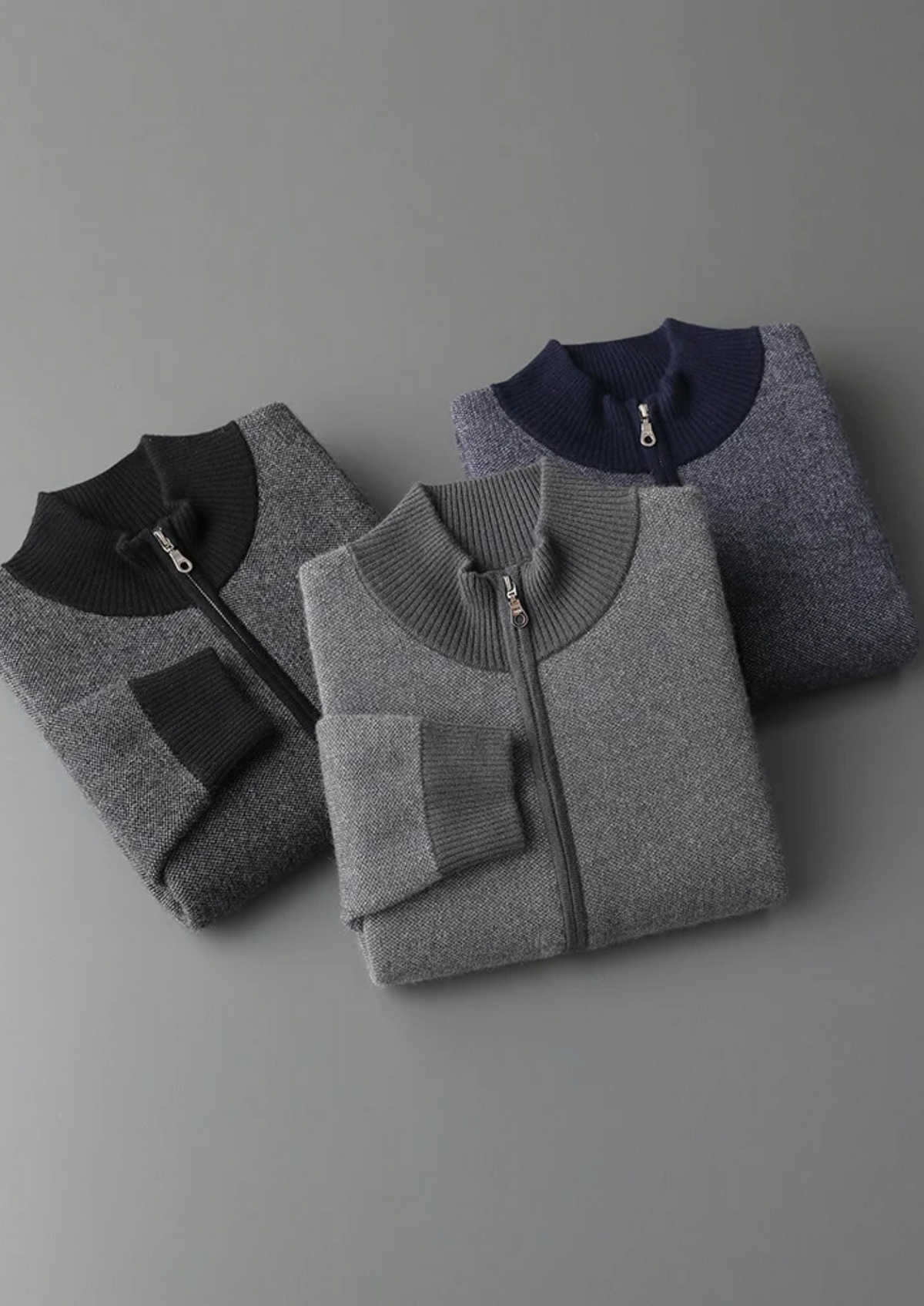 Premium Cashmere Jacquard Zip Cardigan, view 9