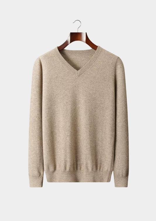 Pure Extra-Fine Merino Wool Classic V-Neck Sweater, view 1