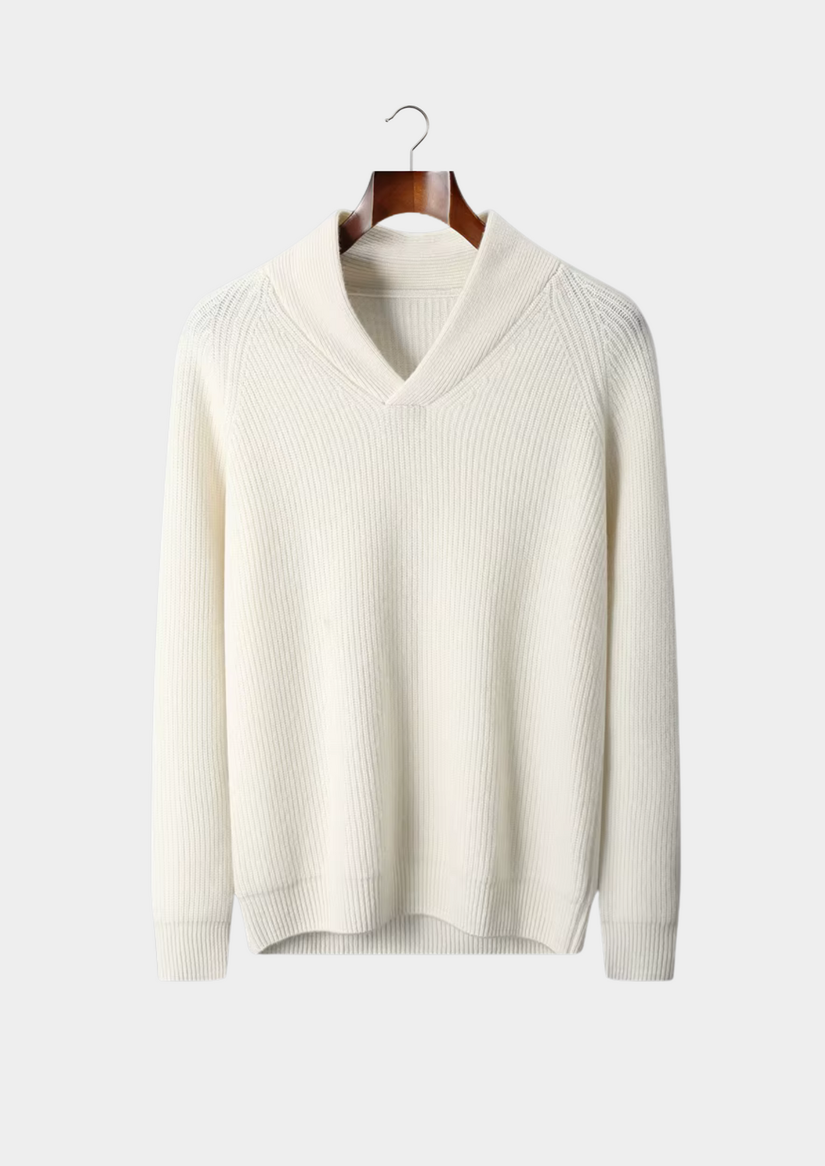 Premium Cashmere Ribbed V-Neck Sweater, view 1