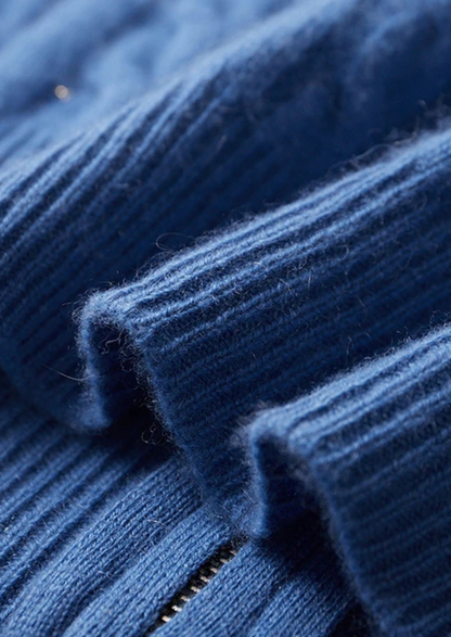 Premium Cashmere Cable Knit Zipper Hoodie, view 5