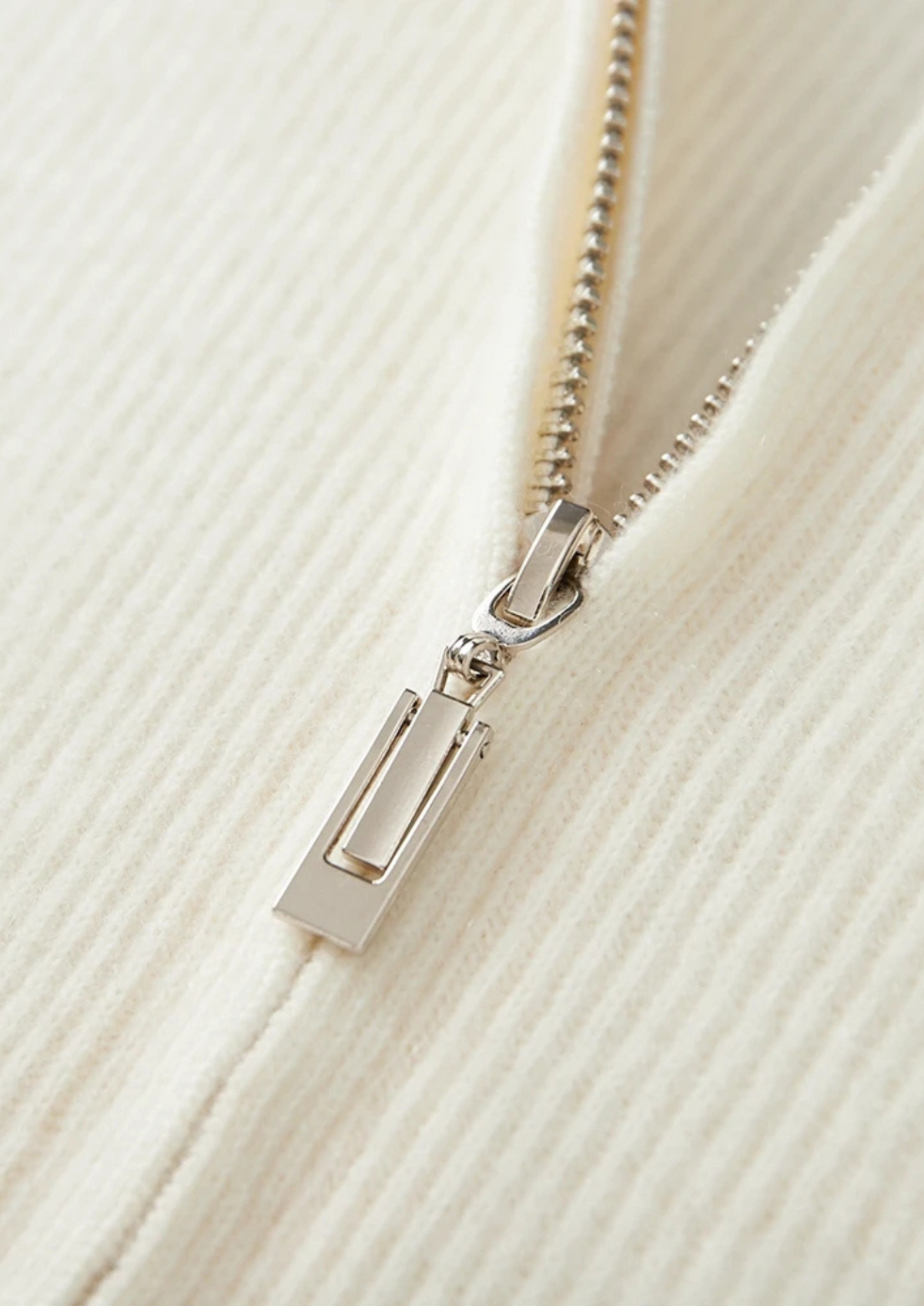Pure Extra-Fine Merino Wool Ribbed Zipper Cardigan, view 5