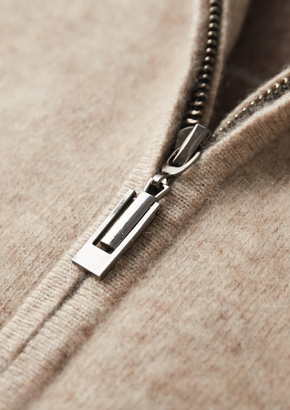 Premium Cashmere Two Tone Zip Cardigan, view 5