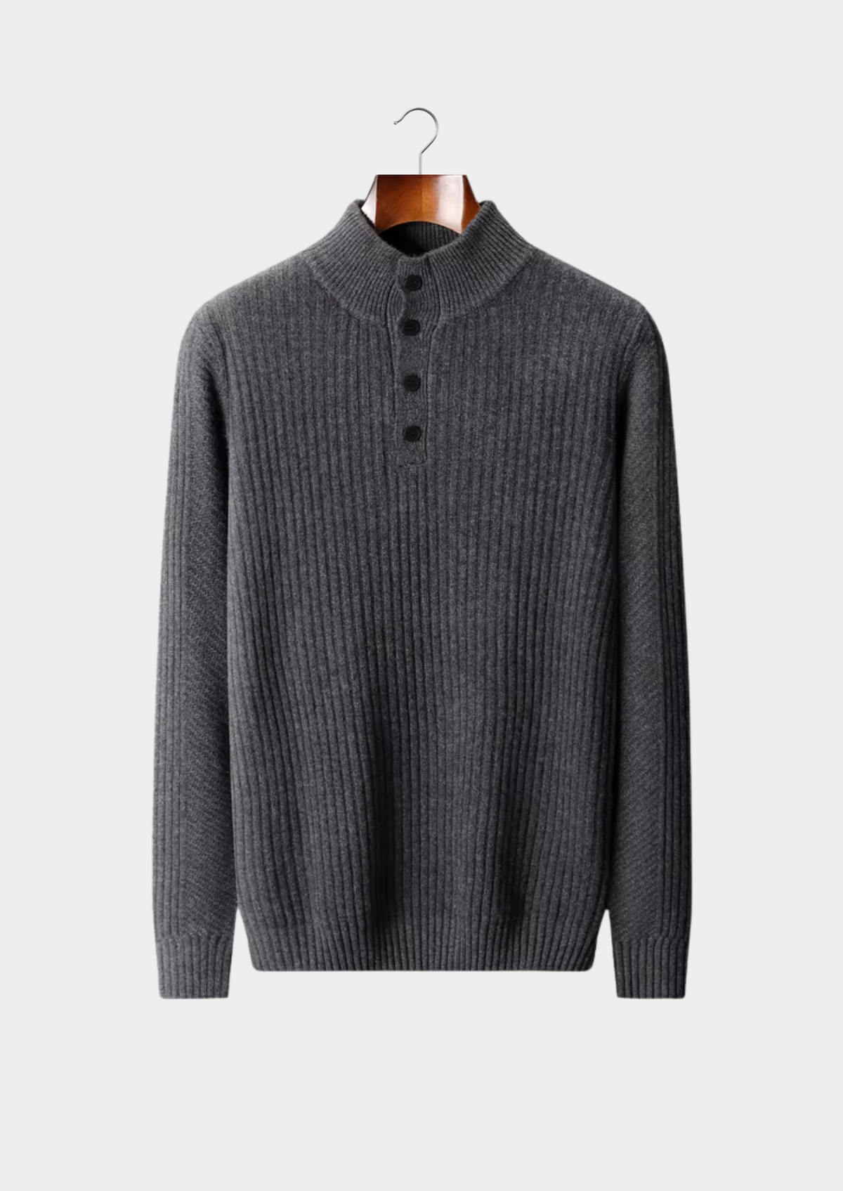 Pure Extra-Fine Merino Wool Ribbed Henley Sweater, view 7
