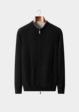 Cardigan double zip en pur cachemire noir