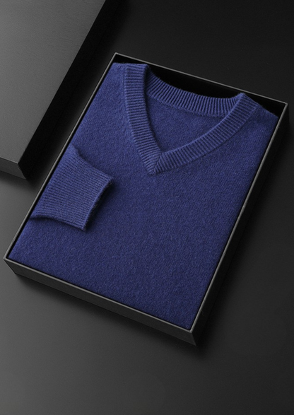 Pure Cashmere Essential V-Neck Sweater, view 8