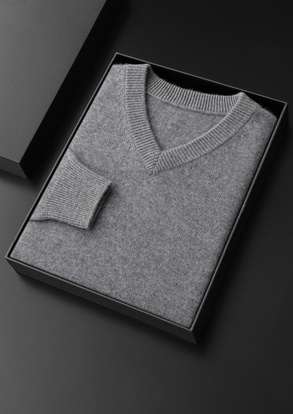 Pure Cashmere Essential V-Neck Sweater, view 9