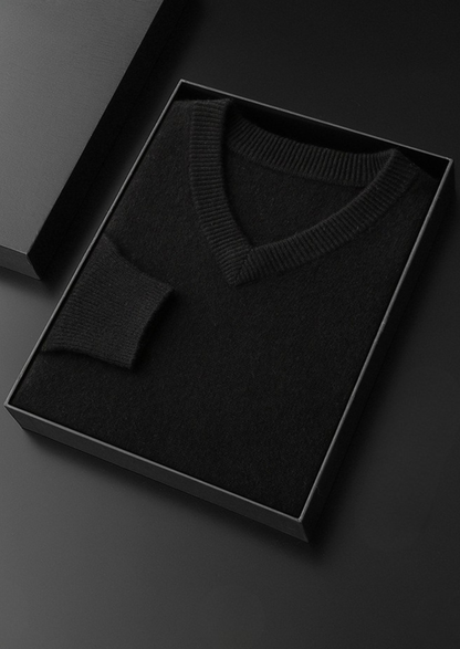 Pure Cashmere Essential V-Neck Sweater, view 11