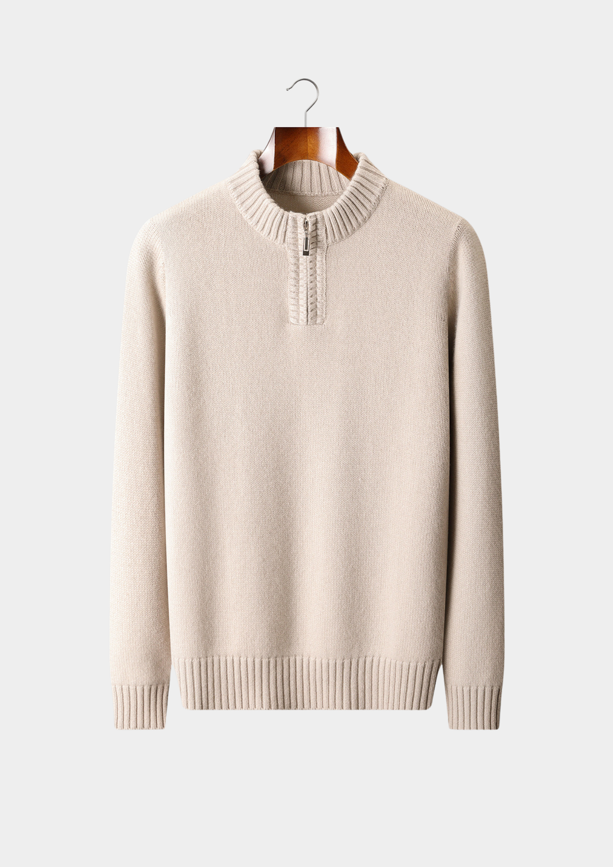 Pure Cashmere Off White Half Zip Sweater, view 1