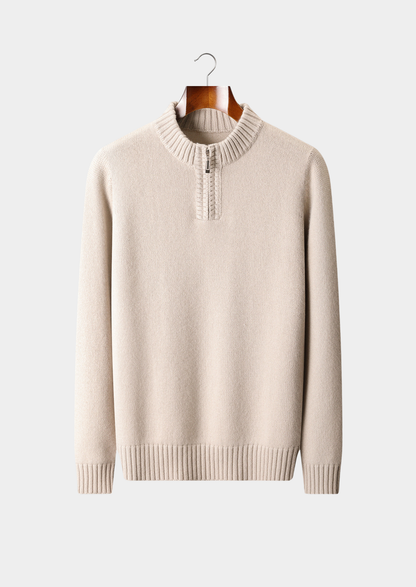 Pure Cashmere Off White Half Zip Sweater, view 1