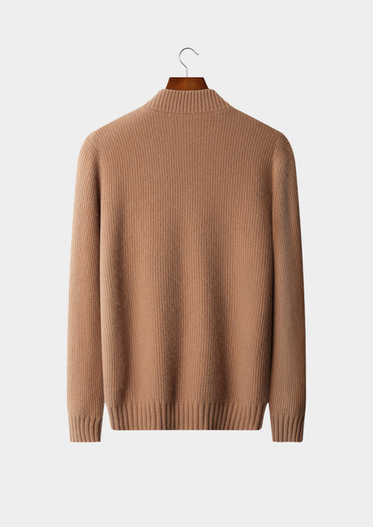 Pure Cashmere Mustard Ribbed Zip Cardigan, view 2