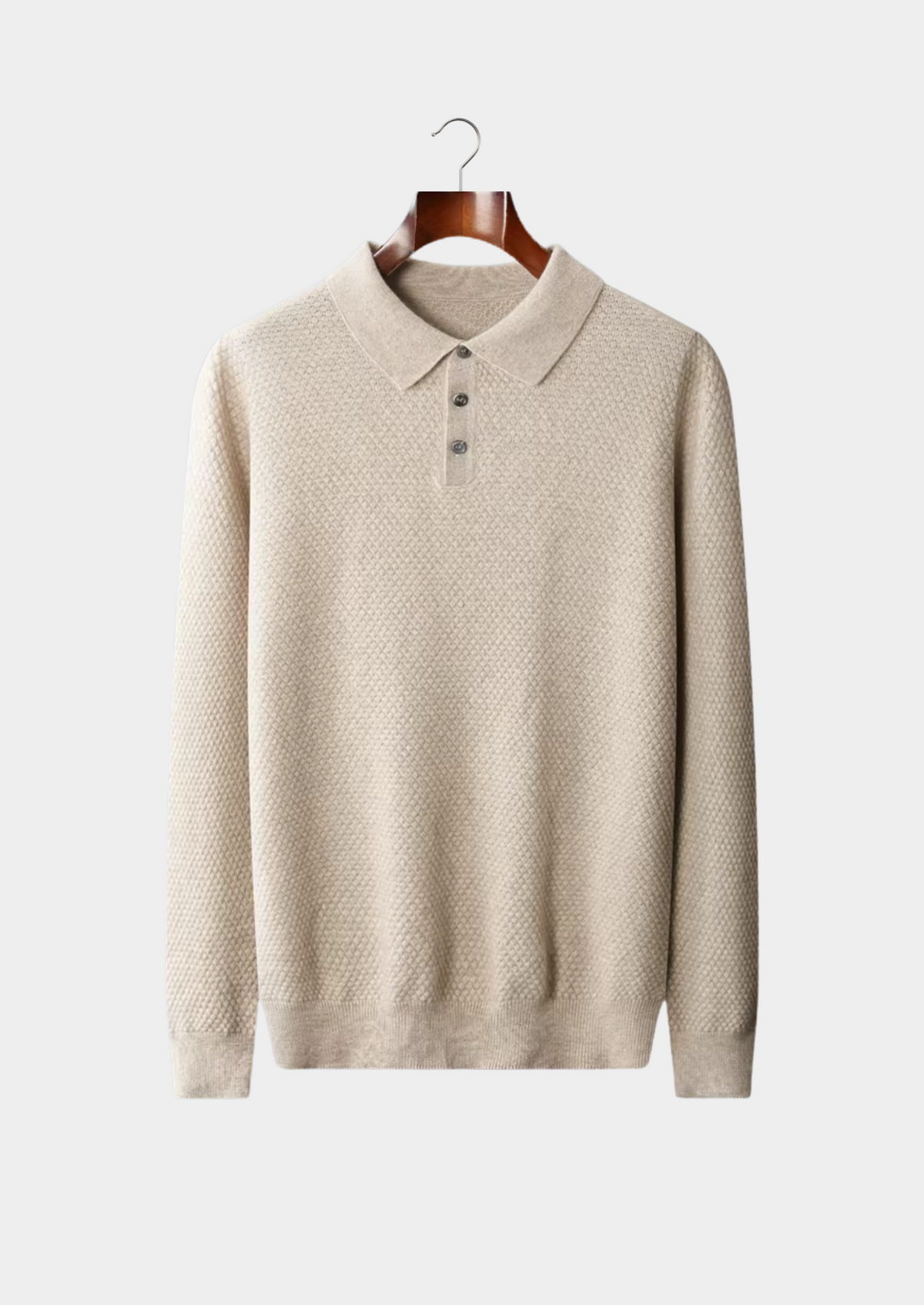 Premium Cashmere Textured Sweater Polo, view 1