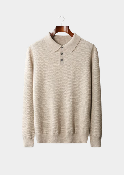 Premium Cashmere Textured Sweater Polo, view 1