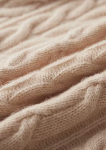 Pure Extra-Fine Merino Wool Cable Knit Crewneck, view 3