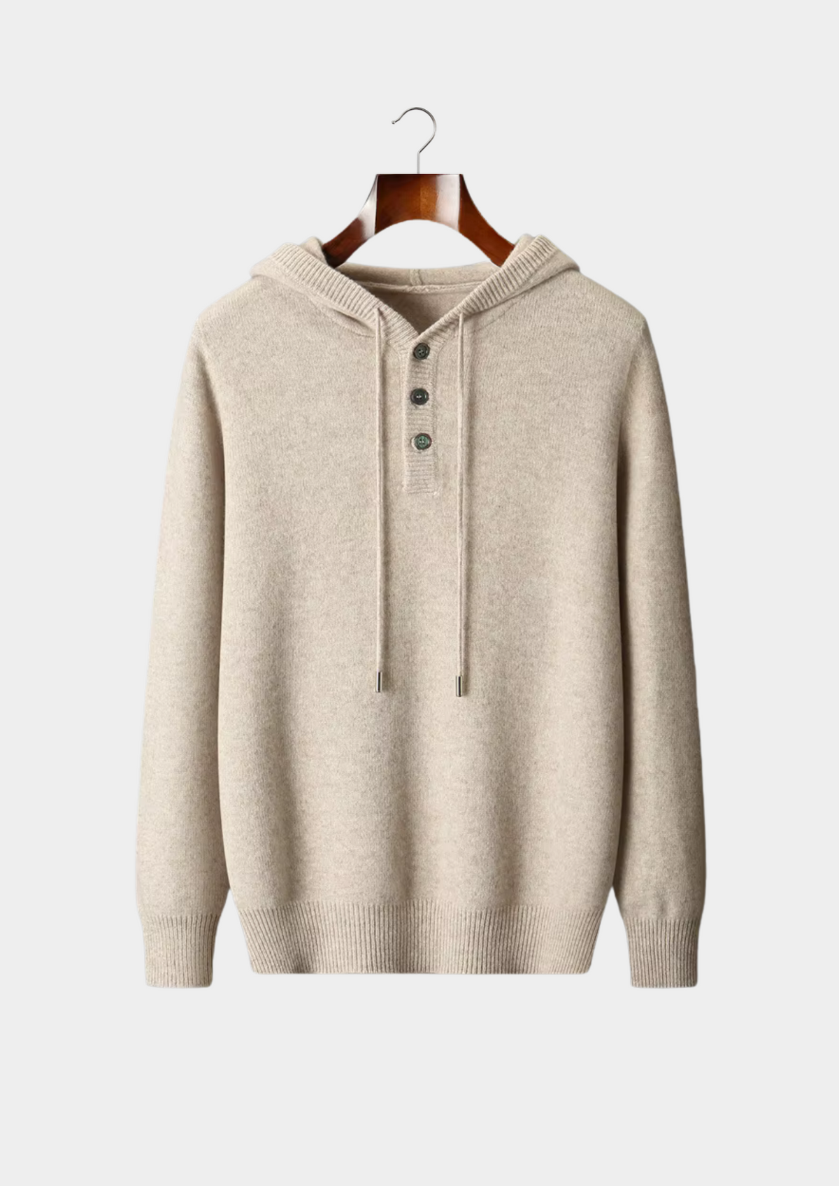 Pure Extra-Fine Merino Wool Button Hoodie, view 1