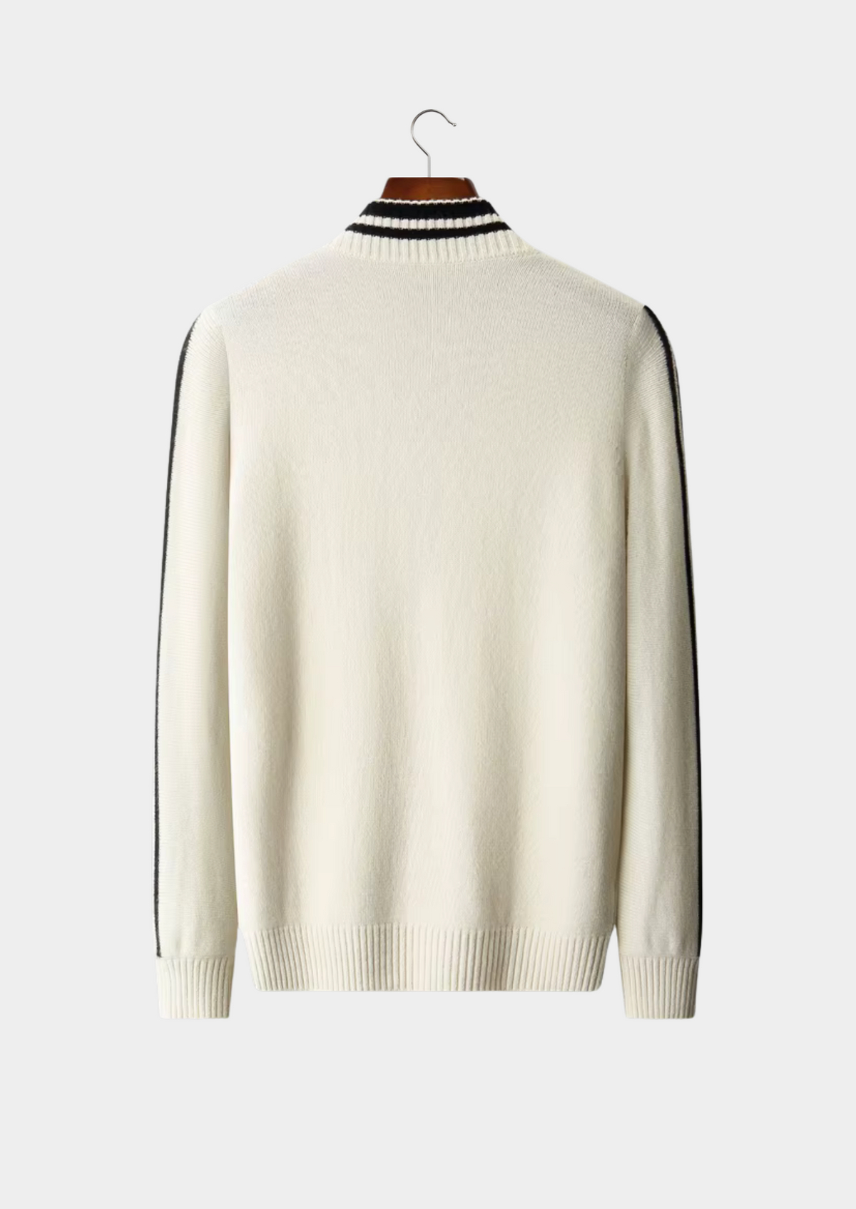 Pure Extra-Fine Merino Wool Two Tone Zip Cardigan, view 2