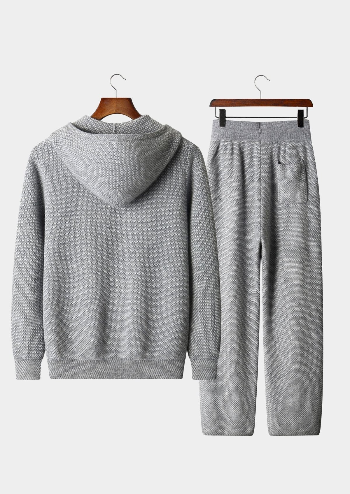 Pure Extra-Fine Merino Wool Light Gray Jaquard Set, view 2