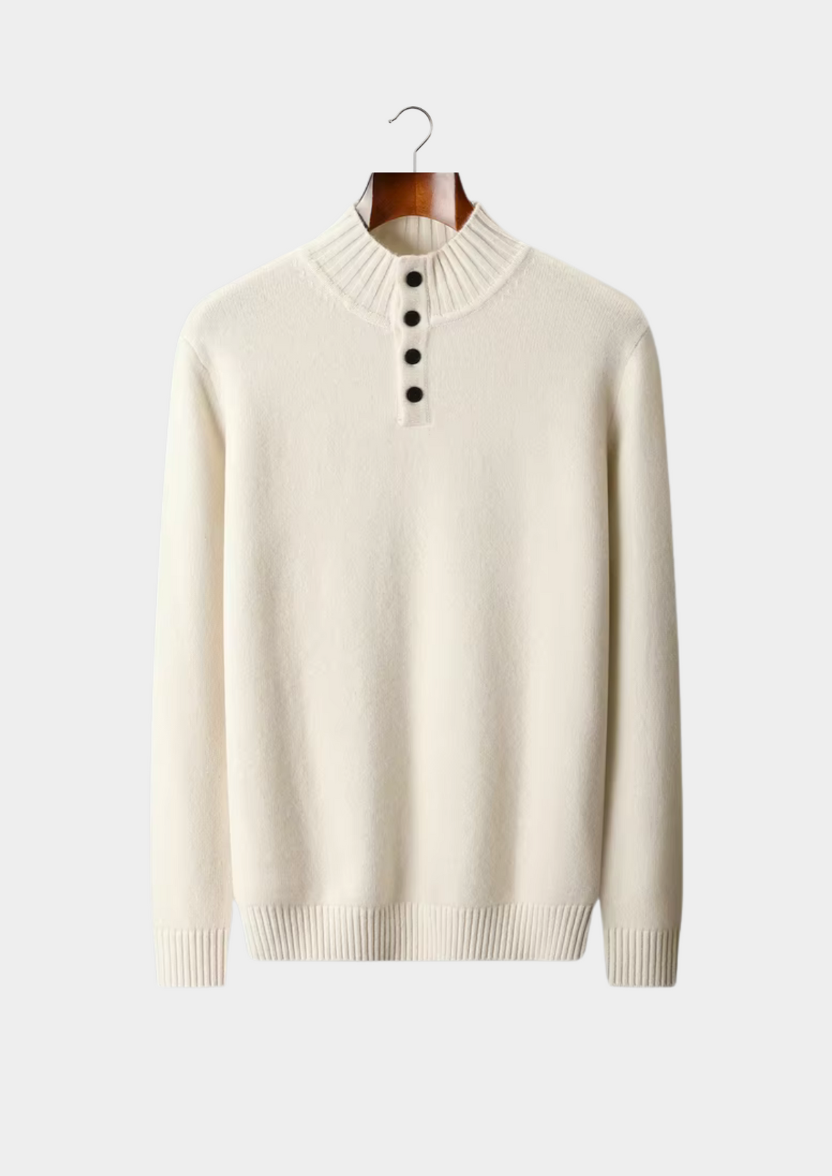 Pure Extra-Fine Merino Wool Classic Button Sweater, view 1