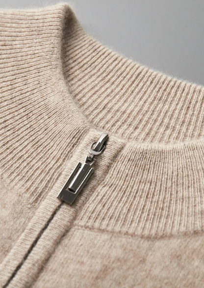Premium Cashmere Two Tone Zip Cardigan, view 4