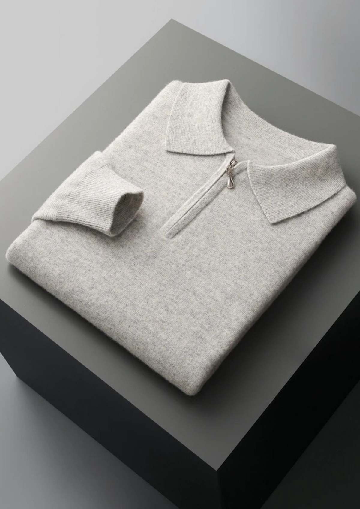 Pure Extra-Fine Merino Wool Half Zip Polo, view 3