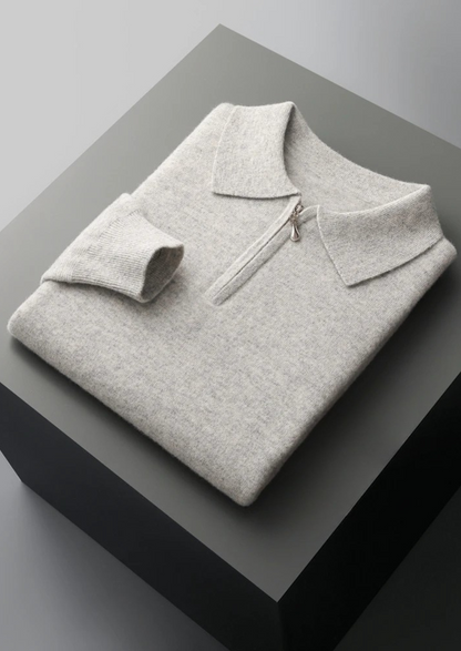 Pure Extra-Fine Merino Wool Half Zip Polo, view 3