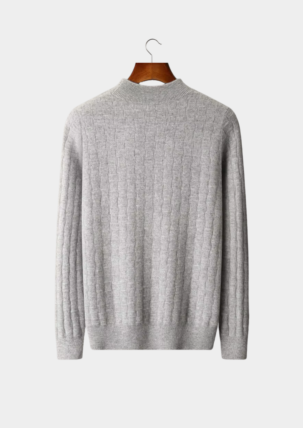 Pure Extra-Fine Merino Wool Textured Mockneck, view 2