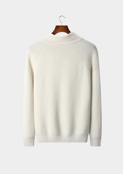 Premium Cashmere Ribbed V-Neck Sweater, view 2