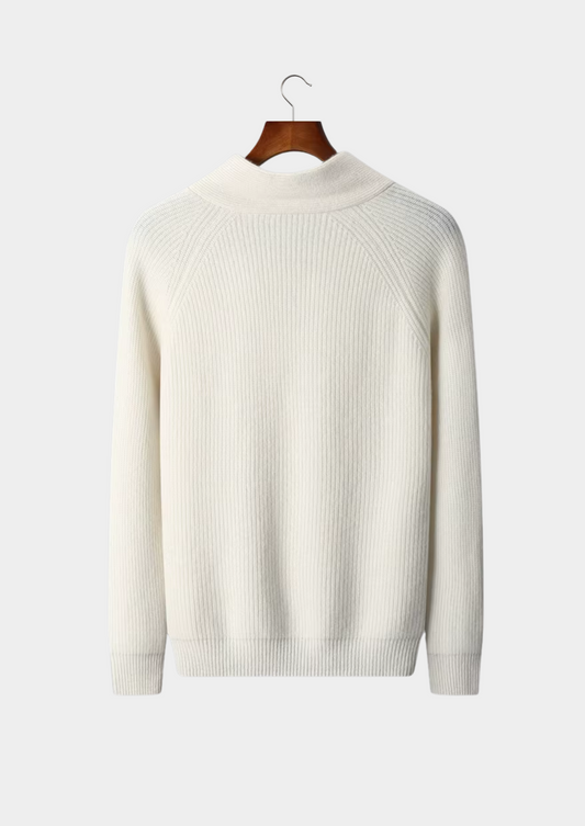 Premium Cashmere Ribbed V-Neck Sweater, view 2
