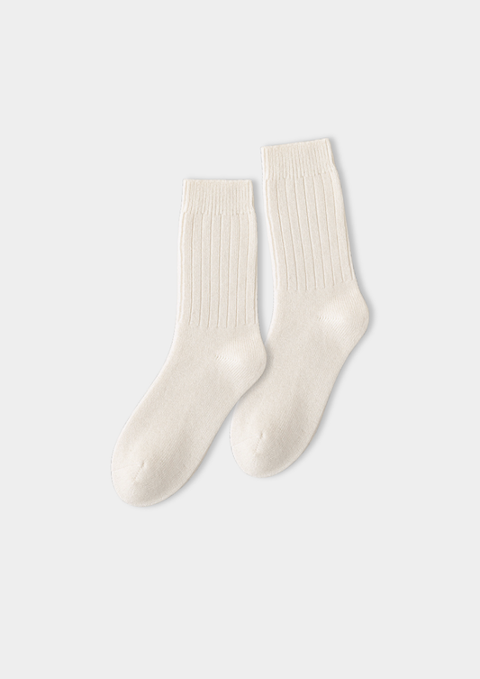 Ivory Ultra-Soft Ribbed Merino Wool Socks, view 1