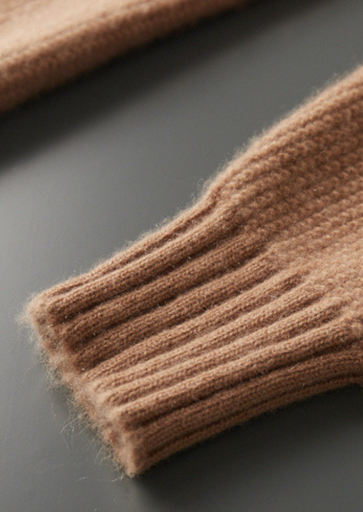 Pure Cashmere Mustard Ribbed Zip Cardigan, view 5