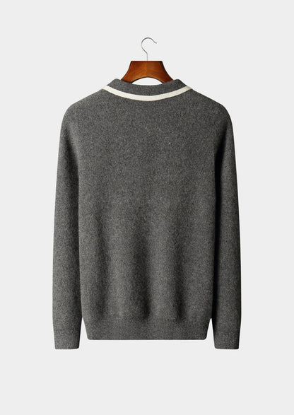 Pure Extra-Fine Merino Wool Contrast Zip Polo, view 2