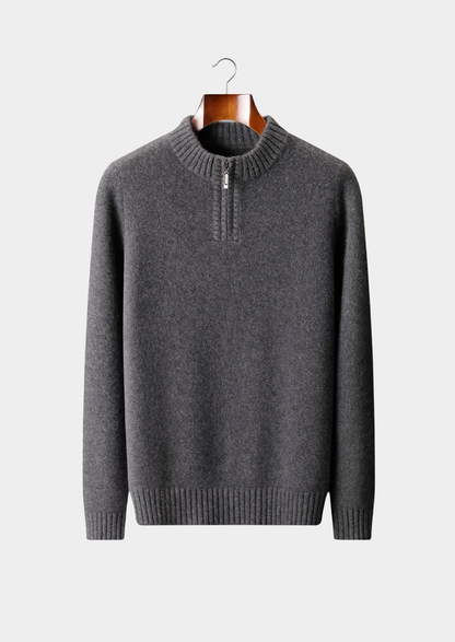 Pure Cashmere Dark Gray Half Zip Sweater, view 1
