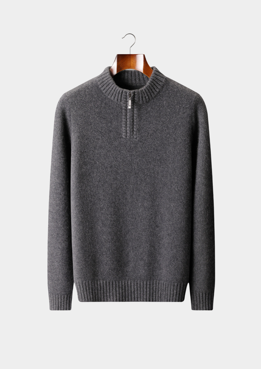 Pure Cashmere Dark Gray Half Zip Sweater, view 1