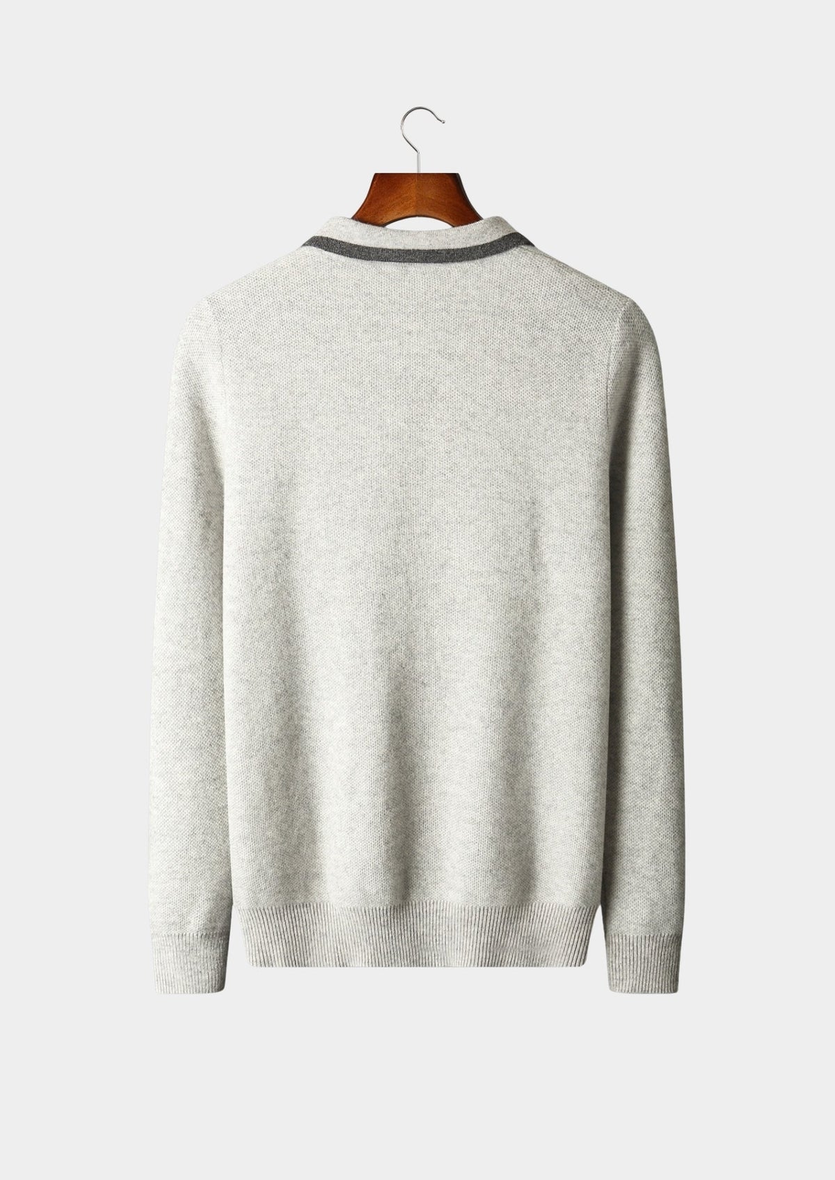 Pure Extra-Fine Merino Wool Contrast Zip Polo, view 15