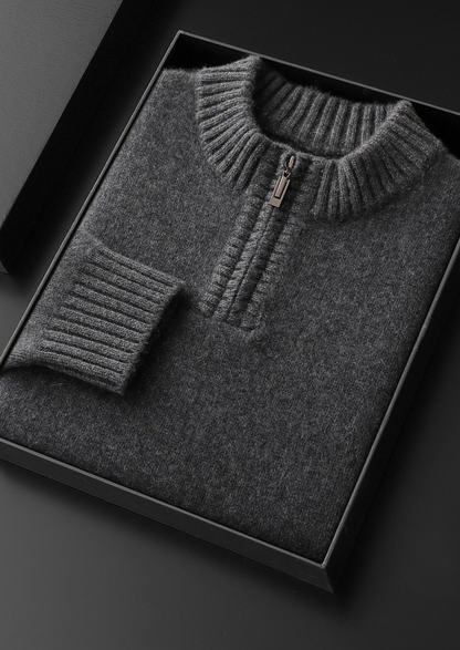 Pure Cashmere Dark Gray Half Zip Sweater, view 2