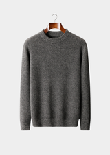 Pull col rond essentiel en pur cachemire gris