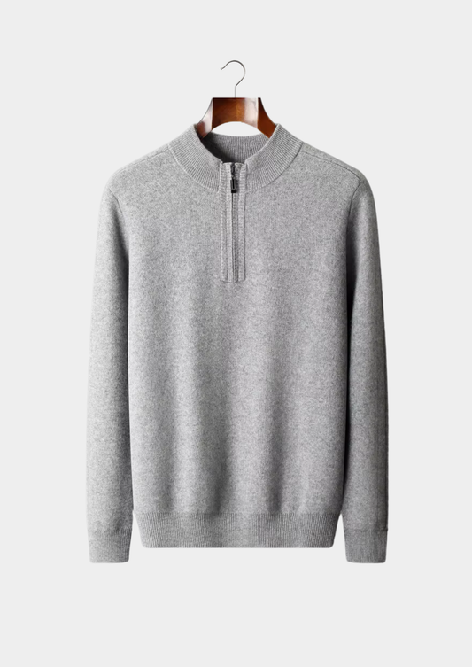 Premium Cashmere Essential Half-Zip Sweater, view 1
