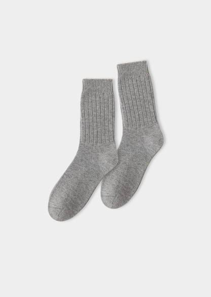 Light Gray Ultra-Soft Ribbed Merino Wool Socks, view 1