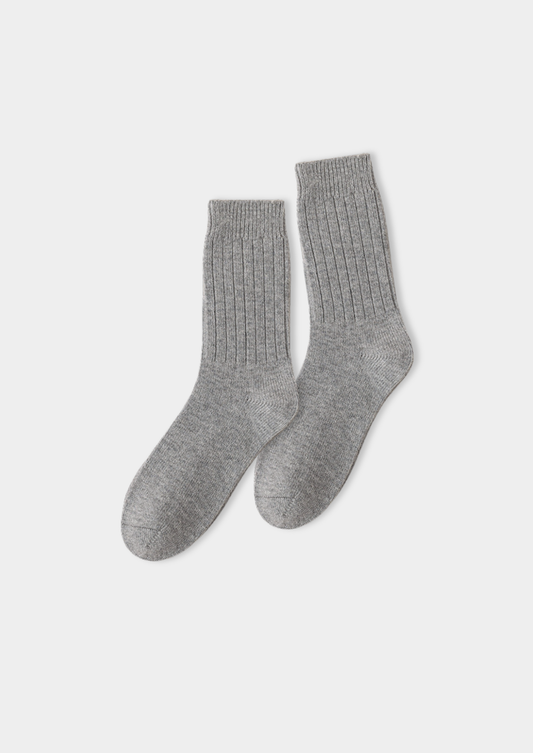 Light Gray Ultra-Soft Ribbed Merino Wool Socks, view 1